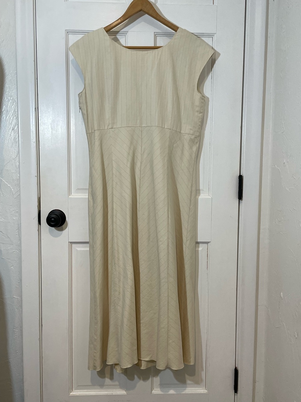 J. Jill Cream Cap-Sleeve linen blend Midi Dress size 14 - Picture 5 of 6
